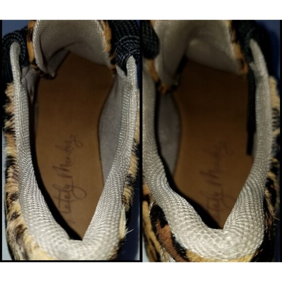 NATALY MENDEZ Brown Leopard Sneakers Sz 37 7 Lace Up Leather Calf Hair - Picture 10 of 15